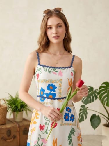 Image of GRECIILOOKS Summer Dress for Women Midi Dress for Woman | Sleeveless Striped Design | Maxi Dresses Stylish | Casual Western Vacation Dresses | Flowy A-Line Resort Wear for Brunch & Beach Styling