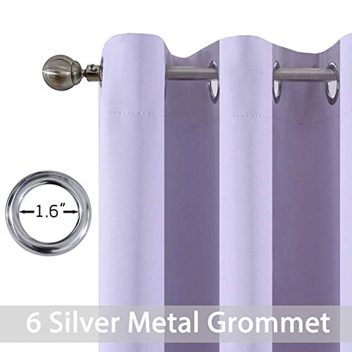 Yakamok Grommet Room Darkening Thermal Insulated Blackout Curtains Window Panels for Bedroom Width 38 Inch by Length 72Inch Lilac Two Curtain Panels