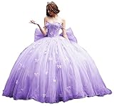 LuxeEspy Butterfly Dusty Purple Quinceanera Dress with Big Bow Spaghetti Straps 15 Dresses for Quinceanera Puffy Ball Gown for Women 6