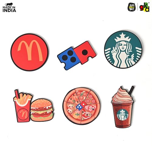 Image of GKD Dine & Delight Wooden Fridge Magnet | Restaurant & Cafe Decor | Food-Themed Refrigerator Magnet for Home, Kitchen, Office & Food Lovers | Pack of 6 Unique Fridge Sticker