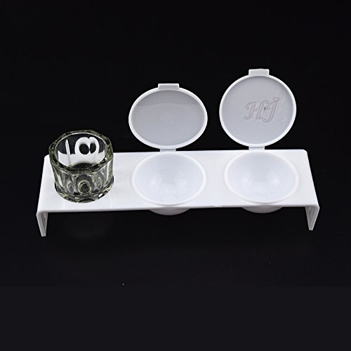 Acrylic Nail Tools Set 1pc Triple Holes Dappen Dish+1pc Glass Cup for Mixing Acrylic Liquid Powder,Acrylic Pen Cleaner Washing Cup,Paint Container