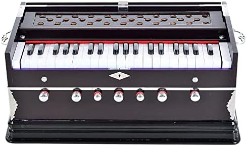 Wooden 7-Stopper, 39-Sur, 3 Ballow Harmonium Folding Portable Harmonium With High Male High Sound Long Sustain Orignal Indian Music (Multicolour)