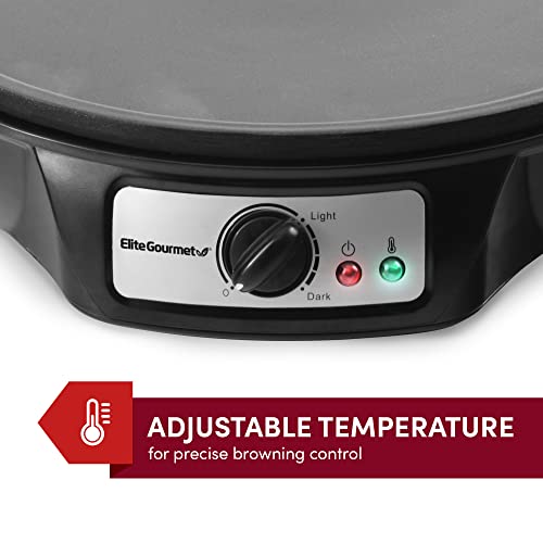 Elite Gourmet ECP-126 Máquina para hacer crepes eléctrica, para panqueques, pasteles calientes, plancha antiadherente con esparcidor, espátula y recetas (30,5 cm, negro) - imagen 5