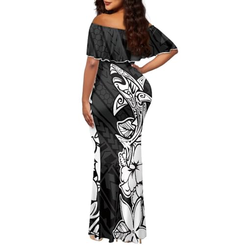 Image of Polynesian for Women S-7XL Off Shoulder Maxi Dress Hawaiian Summer Dresses