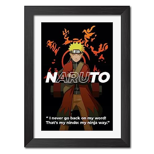 Image of TenorArts Naruto Uzumaki Poster Naruto Anime Quotes Laminated Photo Frame Painting with Matt Finish Black Textures (12 inches x 9inches)
