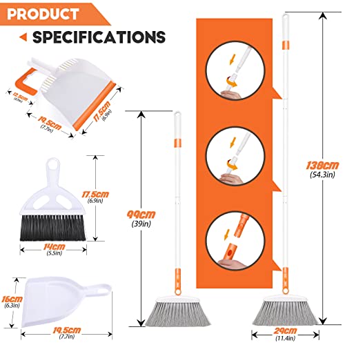 Mastertop Broom And Dustpan Set, Indoor Angle Broom With Dust Pan For Floor Sweeping, Combo Set With Adjustable Handle For Home, Kitchen, Portable Cleaning Brush And Dustpan #TOP1