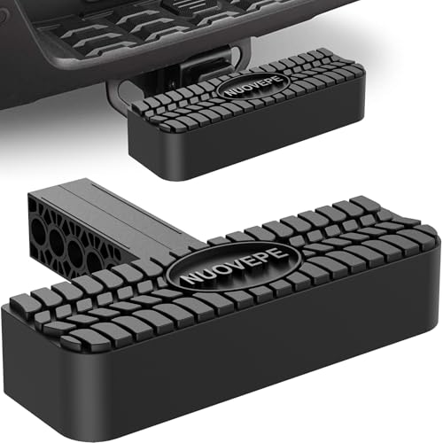 Hitch Step for 2 inch Receiver, Rear Bumper Guard Protector, Anti Slip, 600lbs Maximum Load, for Trailer Tow SUV Pickup, Plastic, Black