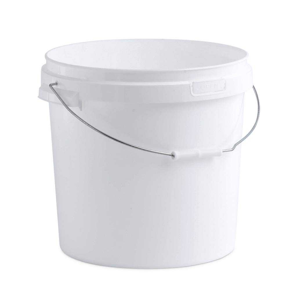 Secchielli in plastica bianca con coperchio, 5 x 20 litri