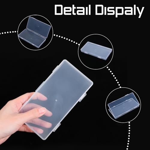 Image of COMNICO 3 Pack Mini Plastic Clear Storage Containers Box, Small Rectangle Empty Organizer Case with Hinged Lid for Collecting Beads Jewelry Business Cards Game Pieces Crafts (6.49 x 3.42 x 0.62Inch)