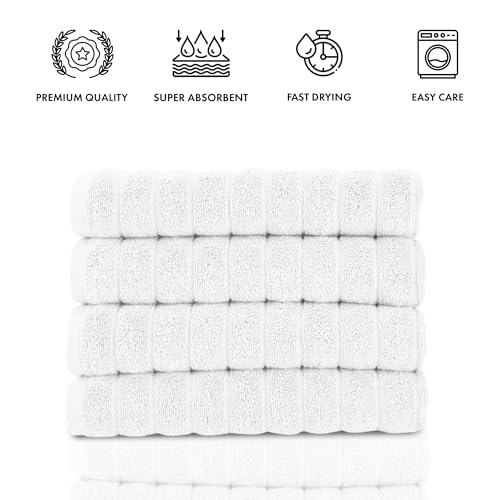 Classic Turkish Towels CTT Luxury Hand Towels for Bathroom Set of 4, 100% Turkish Cotton, Quick Dry & Comfy Towels for Hotel & Spa, Highly Absorbent | 20"x32" (White)