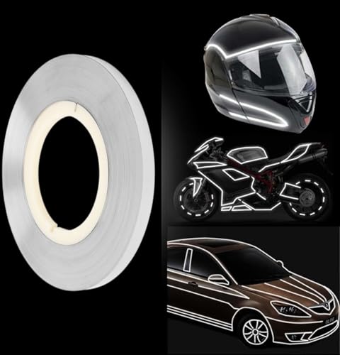 Image of WALLMATE Reflective Strip Sticker Self-Adhesive Night Visibility Warning Tape Waterproof Safety Reflector for Car, Bikes,Truck And Other Vihicle (Silver strip, 0.5 In x 45 Mtr (1771 in) (PCK OF 2))
