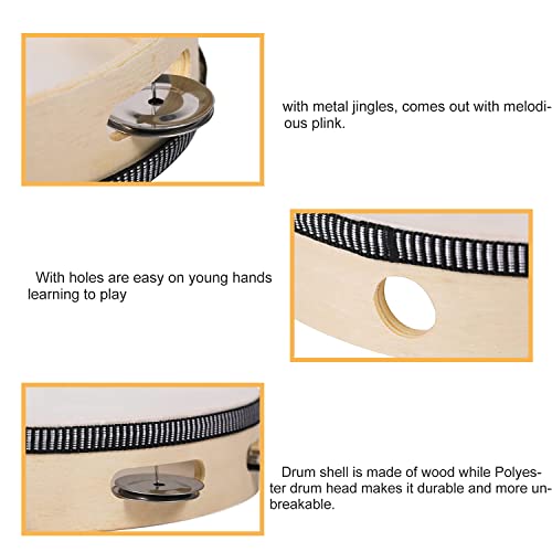 Norhogo Hand Held Tambourine Drum, tambourine, tambourines for adults professional mini tambourine, tambourine bells - Image 4