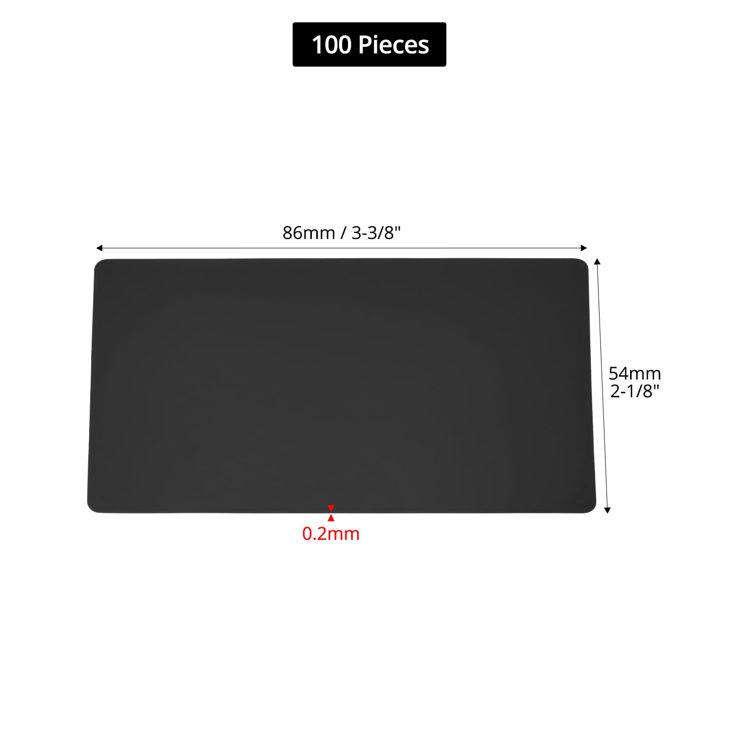 QWORK® 100 Stück Visitenkarten Rohlinge aus Aluminium, 86 x 54 mm, Lasergravierte Visitenkarte für Haus & Büro, Schwarz