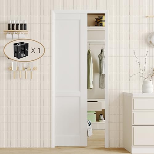 Image of Sliding Pocket Door, 30 in. x 80 in, 2-Panel Core with Frame and Hardware Kit Set, Interior Doors Slab for Pocket Door, White Primed - No Panel Assembly Required