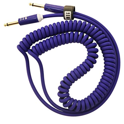 Cable de guitarra en espiral Cable de instrumento eléctrico 10 pies Cable de instrumento rizado extensible recto a recto enchufes rectos dobles (azul) Cover