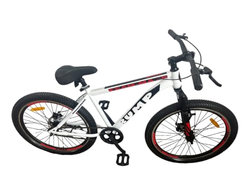 Image of CAYA Bump Team Cycle for Men and Women 26T with Semi Fat 3 Inch Tyre | Mountains Bike with Dual Disc Brakes & Suspension Tyre 26 inch inch Inch | MTB Unisex Bicycle with Triple Alloy Rims for Adults-(White)