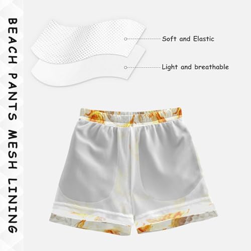 Pigsaly Boys' Swim Board Shorts Watercolor Fire White Golf Balls Boy's Swim Trunks Kids Swimwear M4