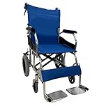 TERMIGEA - Sedia a Rotelle Pieghevole Leggera, Carrozzina per Anziani e Disabili in Solido Acciaio (Portata 100KG) con Freno e Leva per Gradini, Dispositivo Medico CE Studiato per Interno ed Esterno