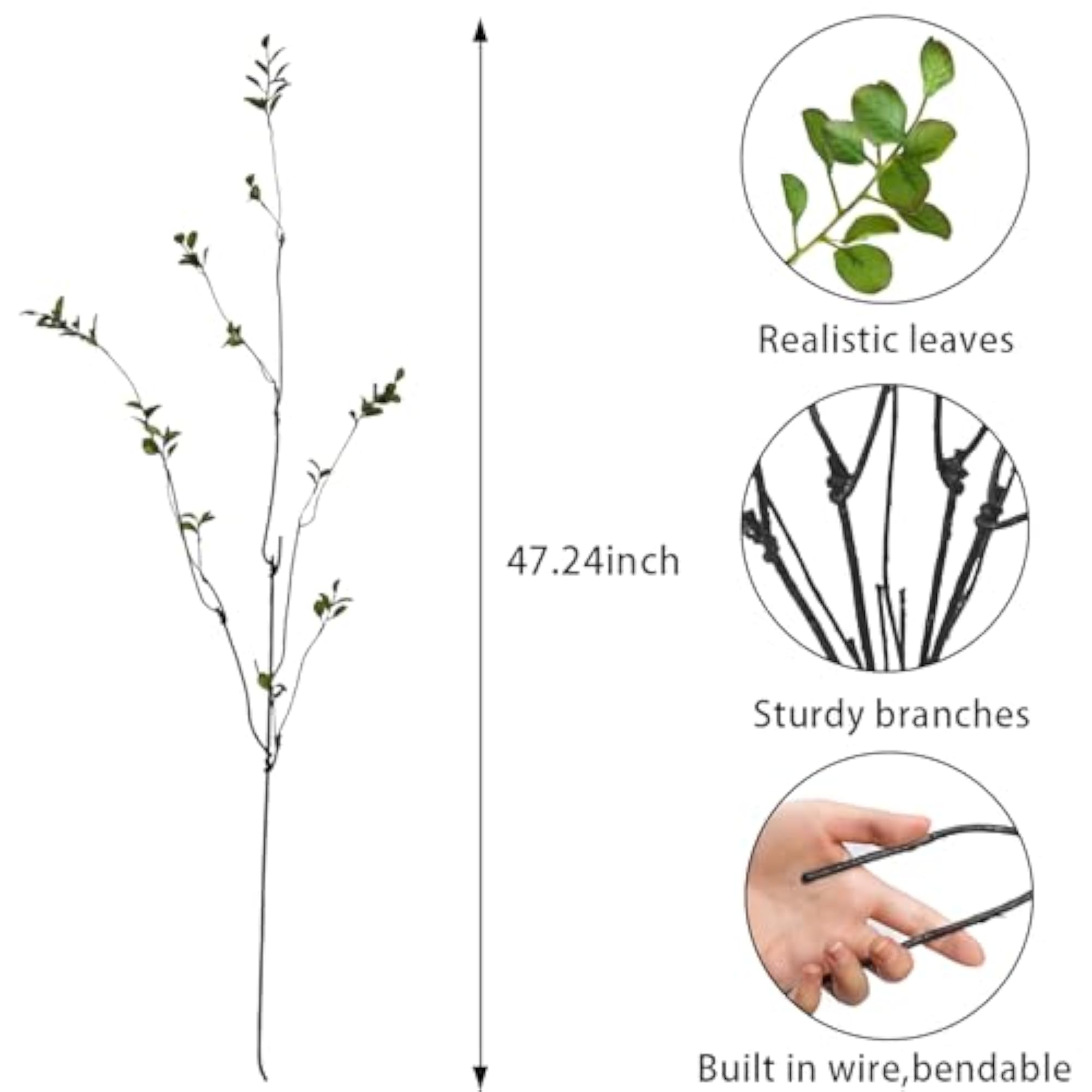 Artificial Ficus Branches, 4 Pcs Faux Eucalyptus Stems