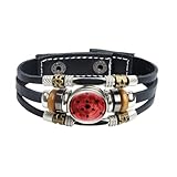 Pulsera de cuero con ojo Sharingan de reencarnación de ojos Sasuke Itachi Kakashi Cabujón de cristal pulsera joyería fans regalos, 20mm, Vidrio
