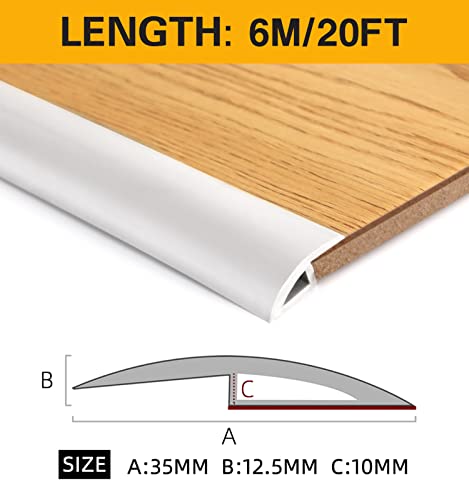 Bnell Carpet & Floor Edging Trim Strip,Self Adhesive-Pvc Floor Transition Strip,Thresholds For Doorways With A Height Less Than 10 Mm (20Ft_White) #TOP1