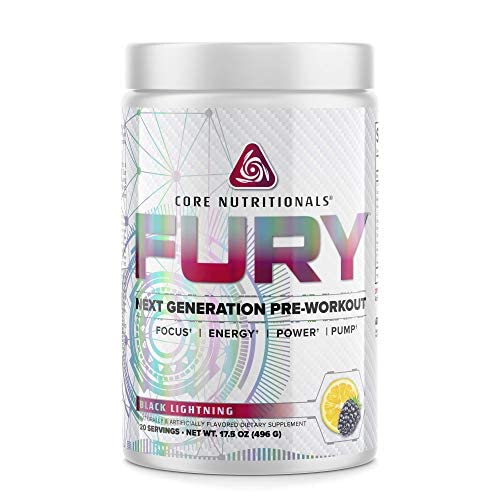 Core Nutritionals Fury Platinum Pre Workout Intensifier with 375mg Caffeine, 5G Creatine Monohydrate