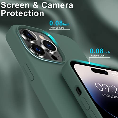 Deenakin For Iphone 14 Pro Case With Screen Protector,Soft Flexible Silicone Gel Rubber Bumper Cover,Slim Fit Shockproof Protective Phone Case For Iphone 14 Pro 6.1" Dark Green #TOP4