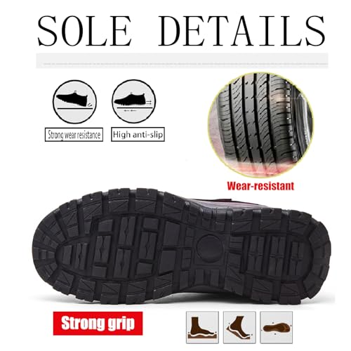 Womens Mens Winter Waterproof Snow Boots with Hook Loop Unisex Warm Fur Lined Casual Lace-up Comfort Arch Support Anti-slip Platform Ankle Boots Light Outdoor Sports Walking Booties4