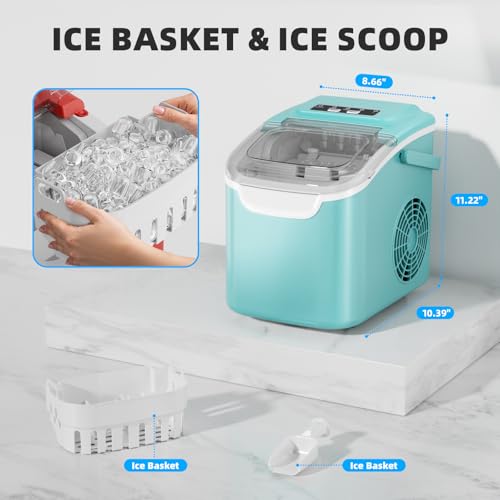 Image of Antarctic Star Countertop Ice Maker, Portable Ice Machine with Carry Handle, 26.5Lbs /24H, 2 Sizes Bullet Ice, 8Cubes in 6 Mins Office /Kitchen /Bar White