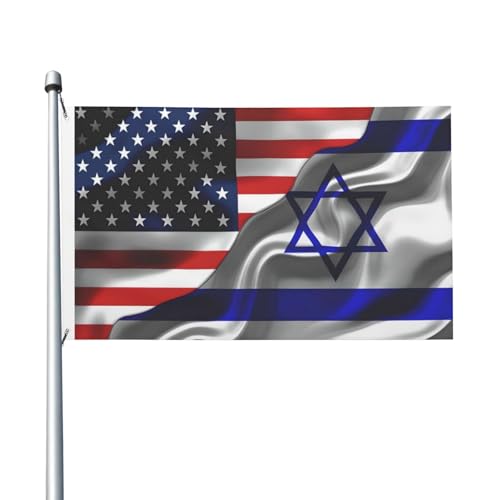 American Usa Israel Israeli Flag 3x5 Ft Outdoor Double-Sided Printed Decoration Banner Brass Grommets Polyester National Flags For Outside No Flagpole