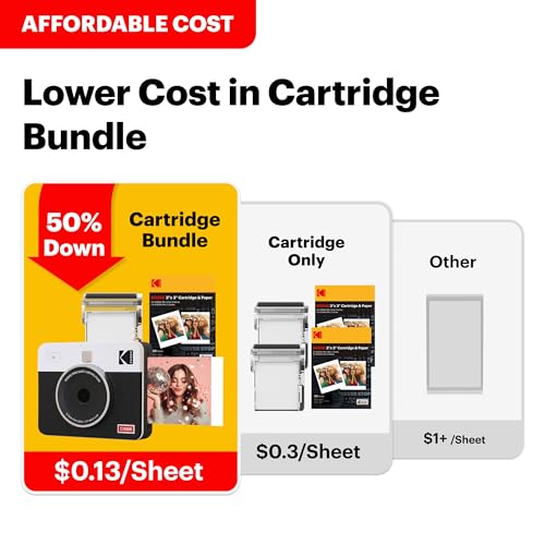 KODAK Mini Shot 3 Retro 4PASS 2-in-1 Instant Digital Camera and Photo Printer (3x3 inches) Initial 8 Sheets + 30 Sheets Cartridge Bundle, Yellow (NOT Zink)