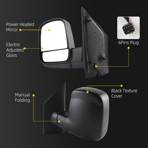 Image of Dasbecan Driver Side Mirror Compatible with 08-17 Express & Savana 6pins