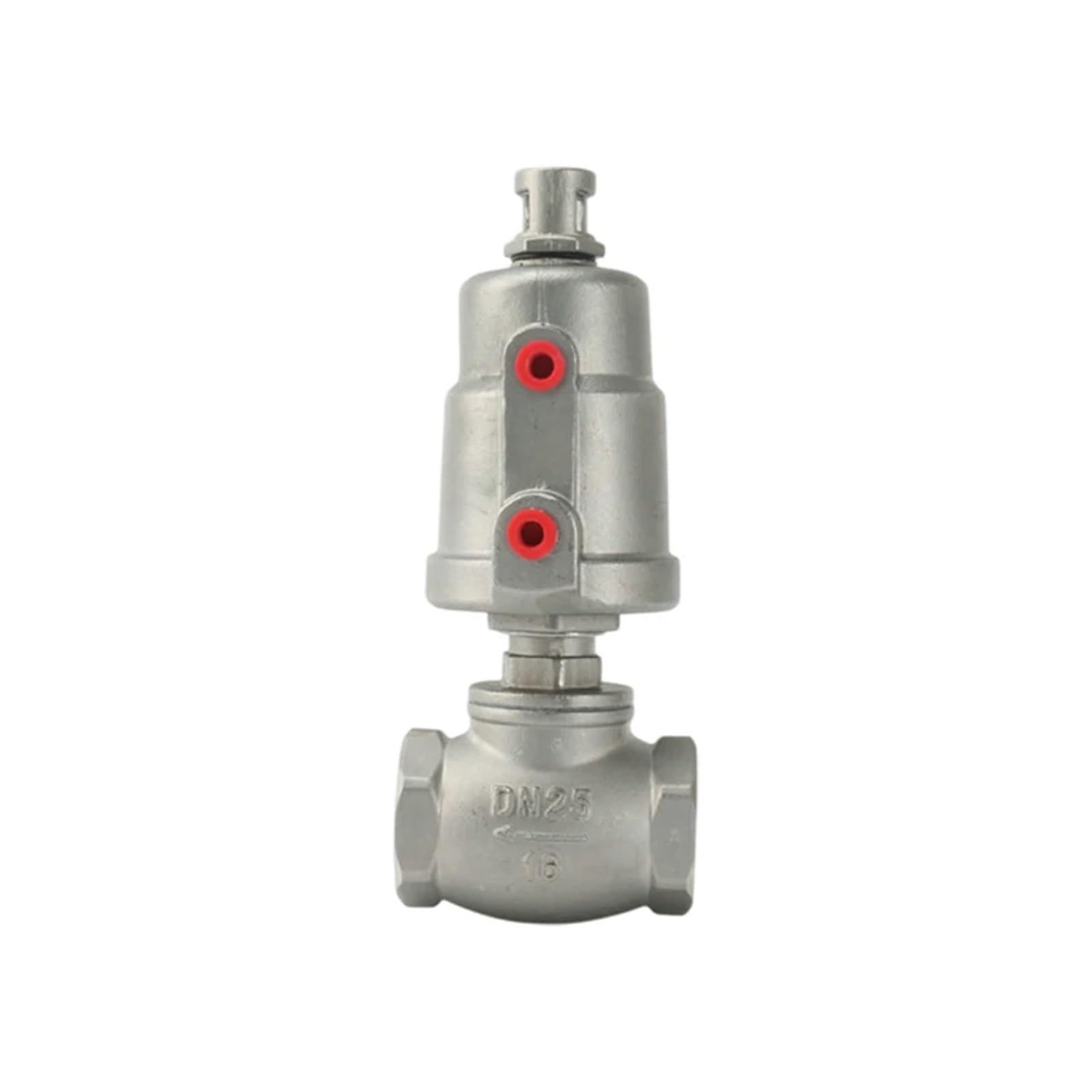 Valvola a globo filettata pneumatica tipo T in acciaio inossidabile da 1/2", 3/4", 1", valvola pneumatica a sede angolata, valvola dell'acqua, valvola a tamburo(1",Single Acting)