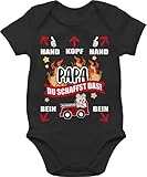 Shirtracer Feuerwehr Geschenke Baby - Papa du schaffst das - Feuerwehr - weiß - 1/3 Monate - Schwarz - Body Baby Feuerwehr - BZ10 - Baby Body Kurzarm für Jungen und Mädchen