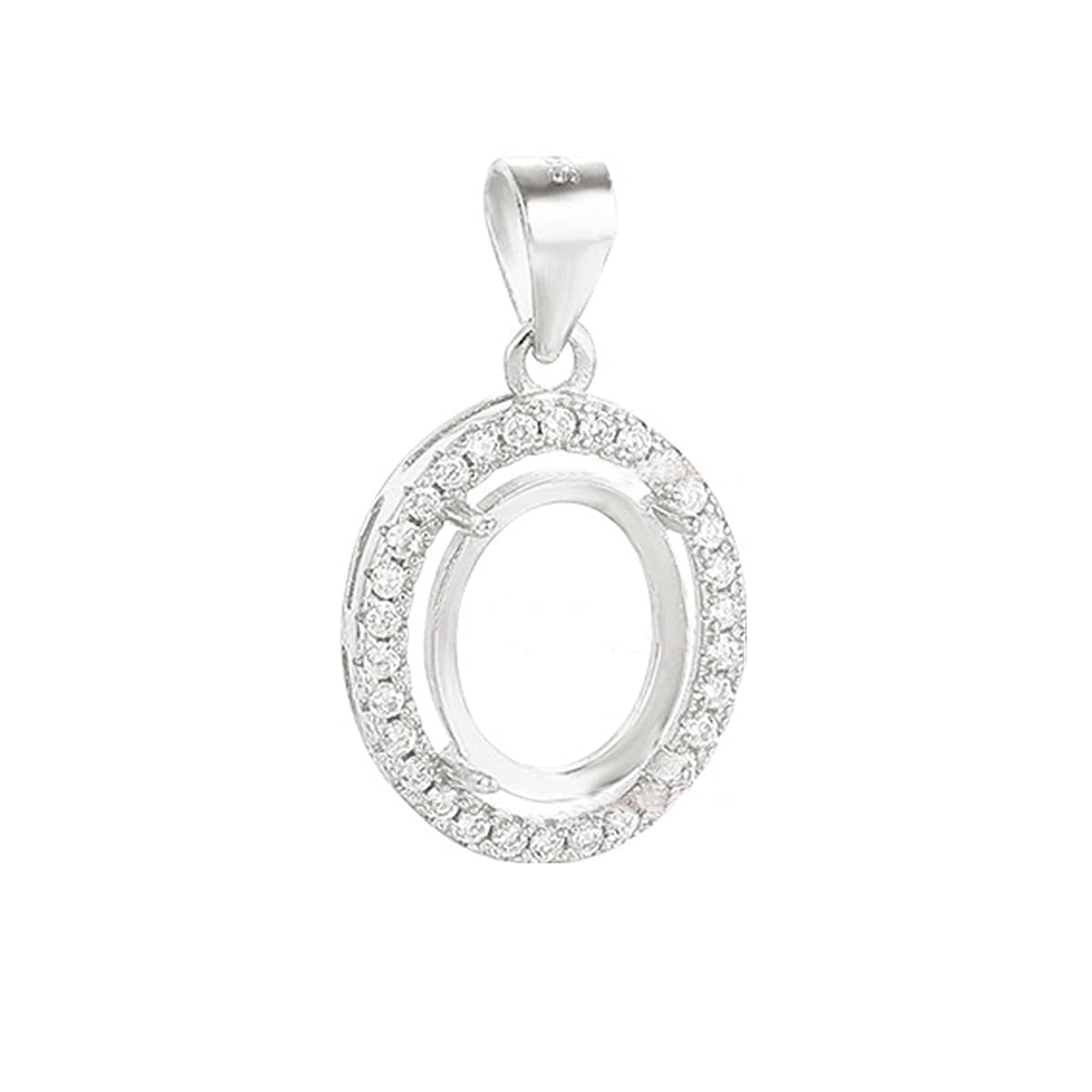 925 Sterling Silver Pendant Blank Cabochon Setting Tray Women Jewelry Handmade Necklace Pendant fit 7X9mm Oval Stone(Platina Color)