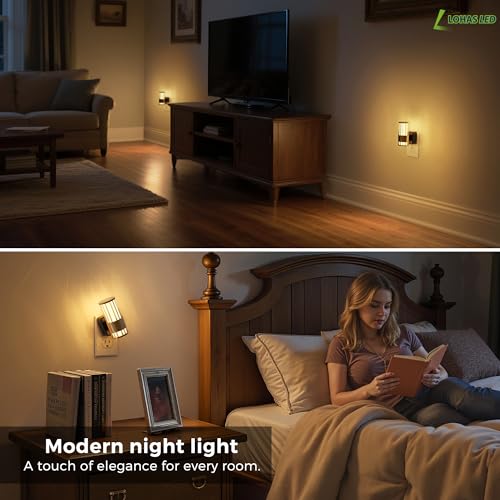 Image of L LOHAS LED Night Light, Automatic Night Lights Plug into Wall, 0-100LM Adjustable Brightness LED Night Light, Dimmable Night Lights Plug in with Auto Light Sensor, for Bedroom Hallway Home Decor