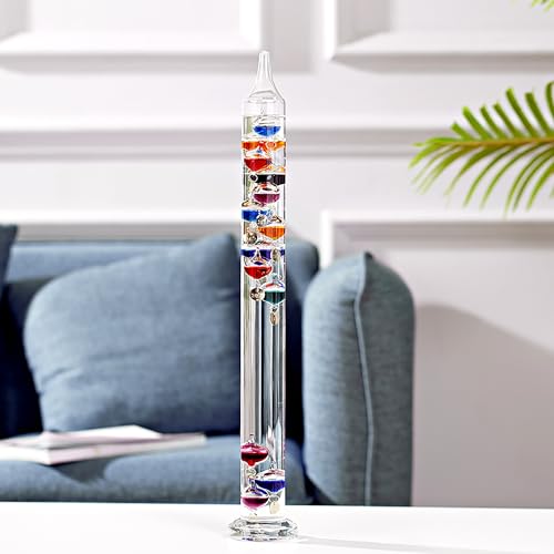 ガリレオ温度計 電光ホーム ガリレオ温度計 シリンダー型 円筒 室内装飾用 気温変化表示 (13球)