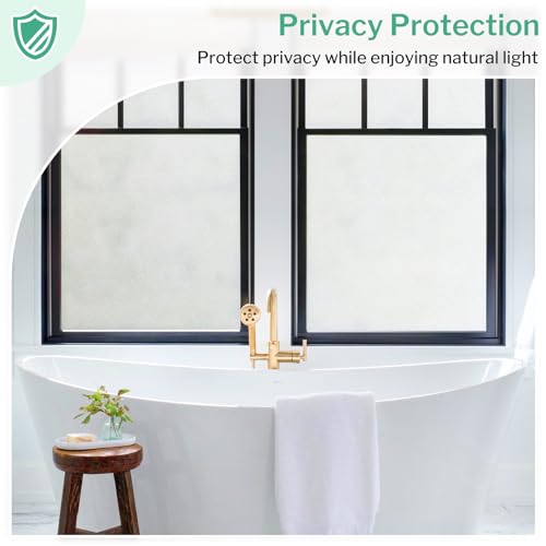 Dowell A023 Window Privacy Film, Frosted Glass Window Film, Static Cling Non-Adhesive Glass Film, Sun Blocking Opaque Window Coverings, Reusable Door Stickers For Bathroom Home Office thumb #1