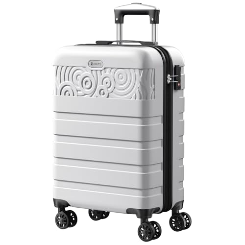 Krute Luggage with Spinner Wheels Hard Shell Suitcase PC ABS TSA Lock Lightweight, Silver, 20INCH