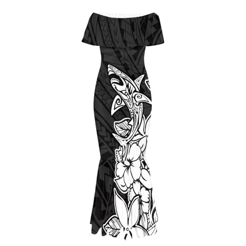 Image of Polynesian for Women S-7XL Off Shoulder Maxi Dress Hawaiian Summer Dresses