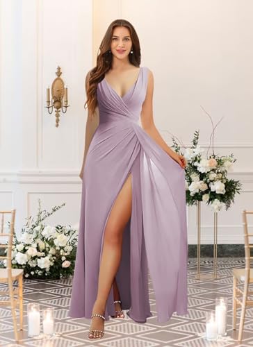 Flowy Chiffon Bridesmaid Dresses 2025 Ruched Long Chiffon Formal Evening Dress QA1993