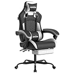 SUKIDA Ergonomic Gaming Chair for Adult, Comfortable Desk Chair with Massage, Comfy Headrest and Lumbar Support Pc Office chairs with Footrest, Height Adjustable Rotating Task Chairs