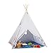Relaxdays Tienda Tipi Niños para Exterior e Interior, Casa Juguete Infantil, Poliéster, 155 x 125 x 125 cm, Gris