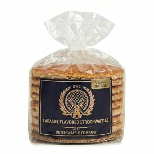 Dutch Waffle Company Vegan Stroopwafels, Classic Caramel Filled Dutch Waffle Cookies, 8-Count Bag, Plant-Based, Non-Dairy