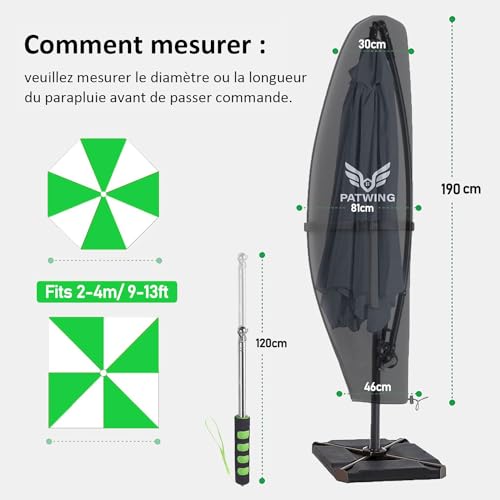 Housse parasol déporté indéchirable pour éviter les moisissures et la pluie