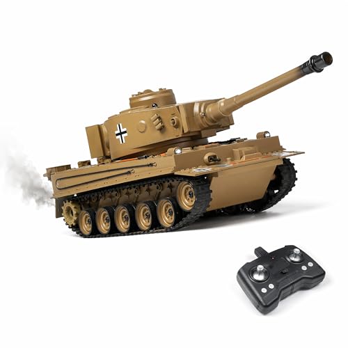 AoreSpty Char Télécommandé Tiger WWII 1:22 – Combat Infrarouge Tir d'eau Fumée Son LED 2.4GHz | Tank RC Jouet Militaire Cadeau Garçon 8 Ans | Jouet...