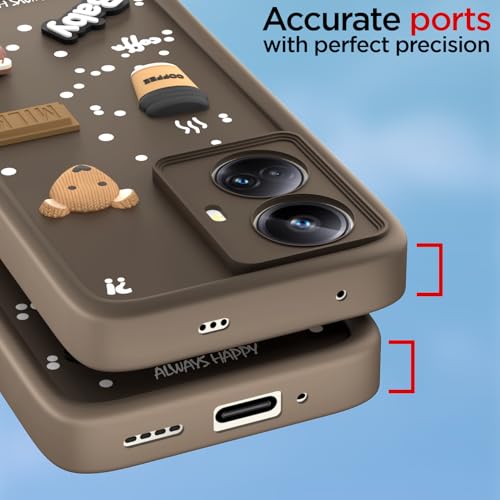 Image of Pikkme Back Cover for Realme 10 Pro Plus 5G | Cute Fun Cartoon 3D Bear Silicone Full Body Protection Bumper Case (Brown)