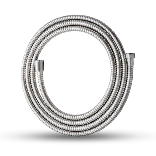 OFFO Shower Hose 120 in Kink Free Stainless Steel Extra Long Shower Hose Replacement Flexible Handheld Shower Head Hose Extension for Pet Bathing Cleaning Nickel Gray