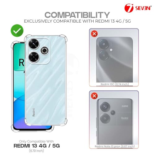 Image of 7SEVEN Back Cover for Mi Redmi 13 Transparent Mobile Back Case Shock Proof Design Camera Edges Protection Crystal Clear Phone Case Silicon Soft TPU and Flexible Bumper Phone Cover