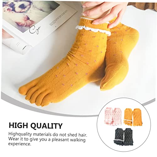 3 Pairs Mid-calf Toe Socks Toe Separated Cotton Socks Sports Cycling Socks No Show Crew Socks Cotton Toe Socks Childrens Socks Female Socks Christmas Socks Miss Four Seasons3